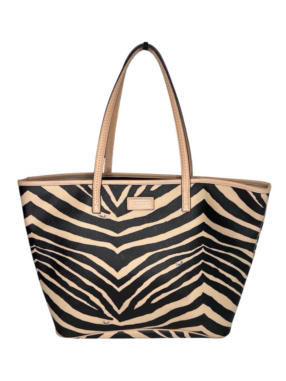 Coach Park Metro Tote Bag Purse Large Zebra F26983
